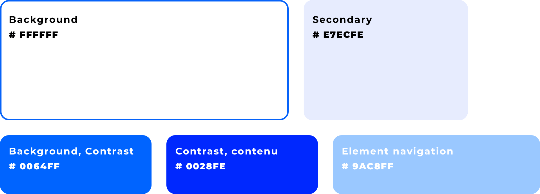 Palette de couleurs du projet.